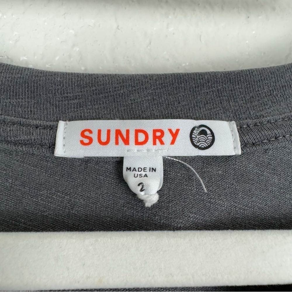 Sundry Gray Ruched Long Sleeve Tee Shirt Casual Sheath Dress Size 2 (Medium) - Picture 2 of 4